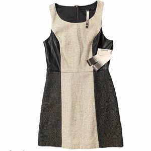 ♠️ Kensie structured shift dress w/ leather panel